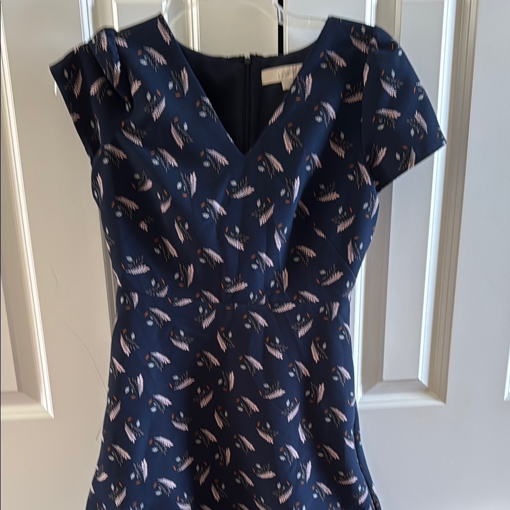 LOFT Blue Sheath Dress with Flutter Cap Sleeves